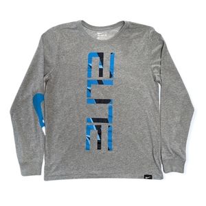 Nike Elite Mens The Nike Tee Long Sleeve Medium Athletic Cut Dri Fit Gray